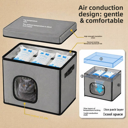 Enclosed Pet Cooling Bed with Ice Compartment