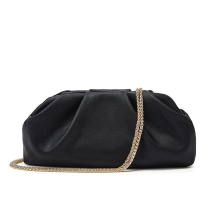 Pleated Chain Shoulder Bag with Magnetic Closure