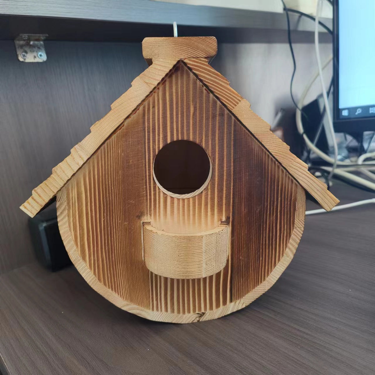 Creative Burnt Color Wooden Bird Nest House