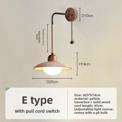 Japanese Style Wooden Bedside Wall Lamp with Warm Light